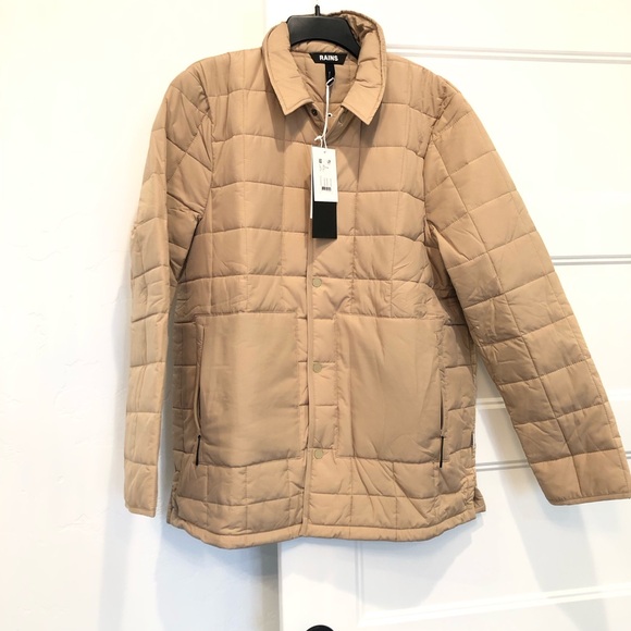 Rains Liner Shirt Jacket Size XL Quilted Waterproof Shacket Sand - Picture 3 of 8